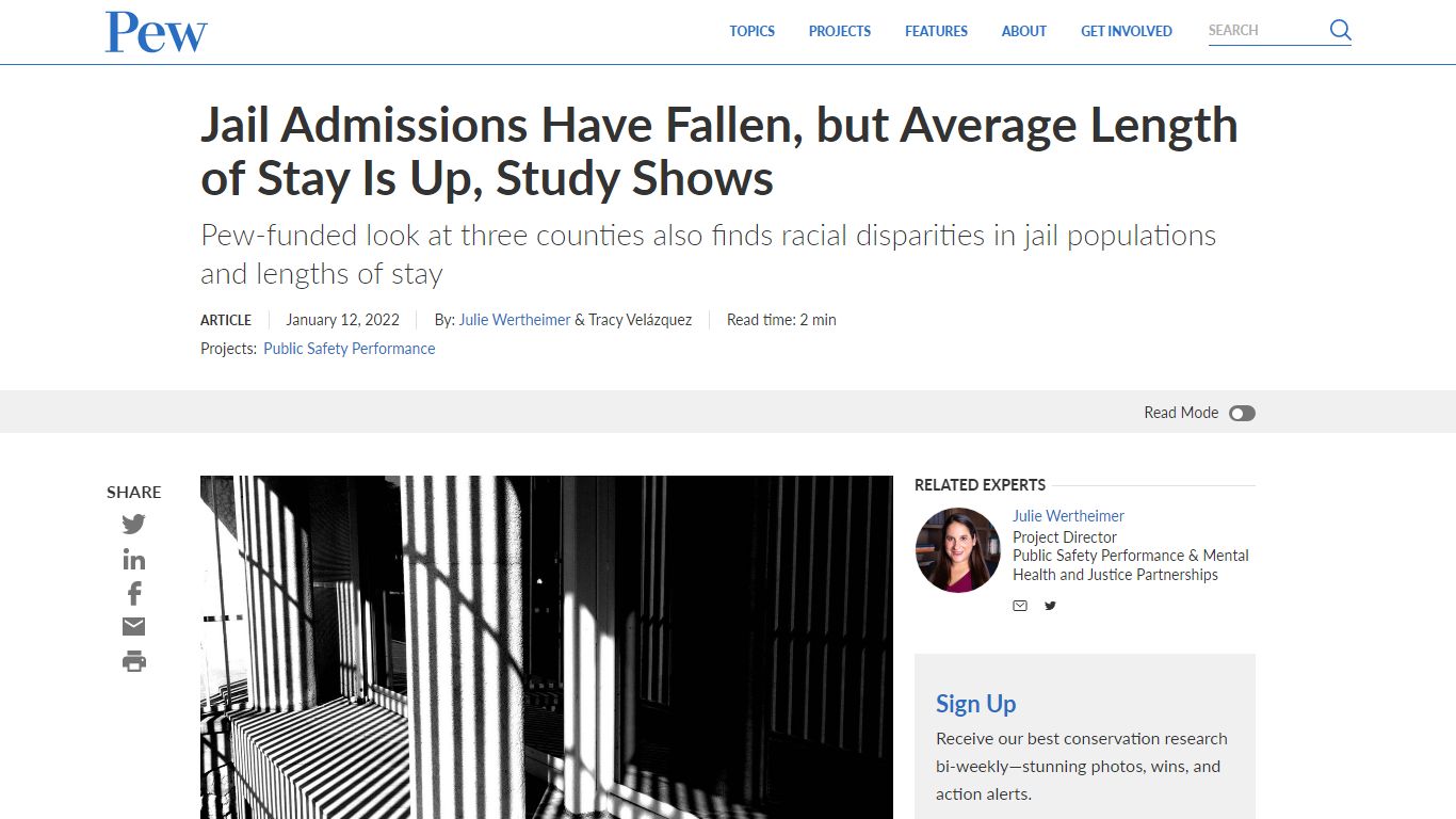 Jail Admissions Have Fallen, but Average Length of Stay Is Up, Study ...